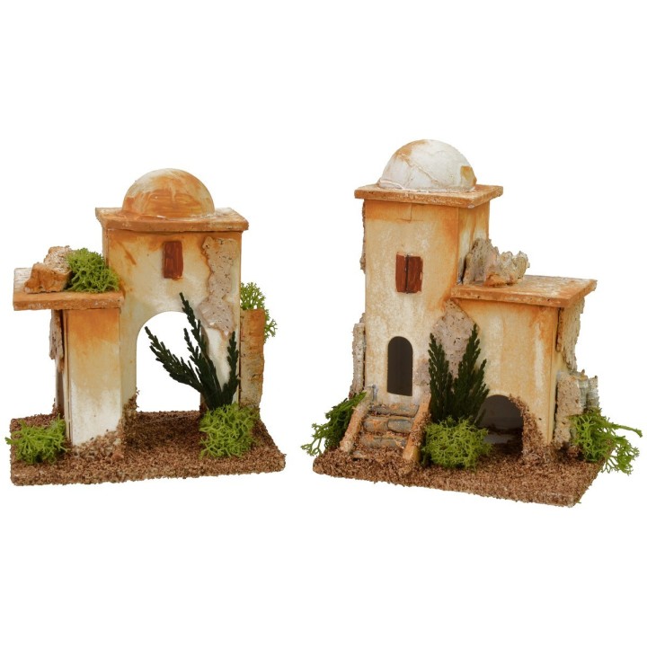 Pair of minarets with stairs and Arab arch cm 11x8x11.5 h for