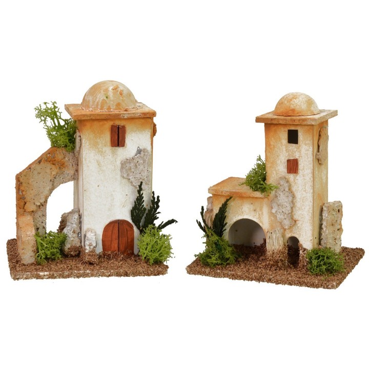 Pareja de dos niveles con arco lateral de 11x8x13 cm de altura