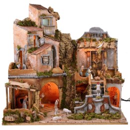 Illuminated crib with functioning waterfall complete with Landi
