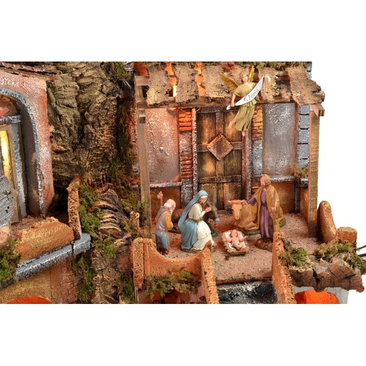 Illuminated crib with functioning waterfall complete with Landi