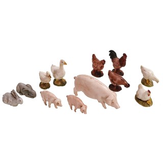 Juego de 12 animales de corral Landi Moranduzzo para estatuas