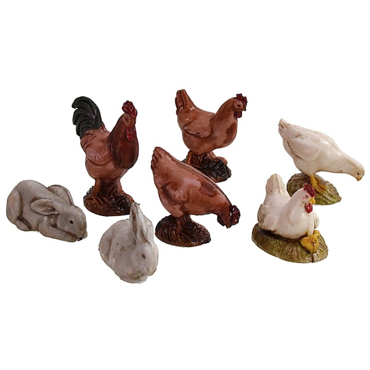 Juego de 12 animales de corral Landi Moranduzzo para estatuas