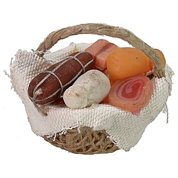 Cesta con embutidos y quesos en cera ø 4 cm
