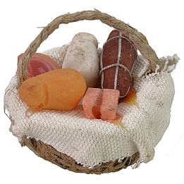 Cesto con salumi e formaggi in cera ø 4 cm