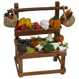 Banco con frutas y verduras de cera de 10x5,5x12 cm h