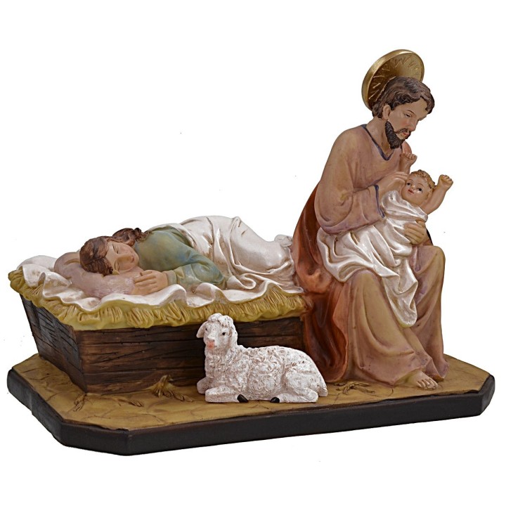Reclining nativity in resin cm 28,5x16,5x22 h