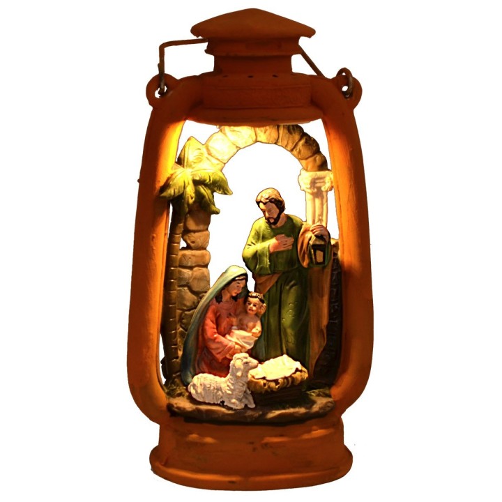 Lantern with illuminated Nativity cm 14x9,5x27 h