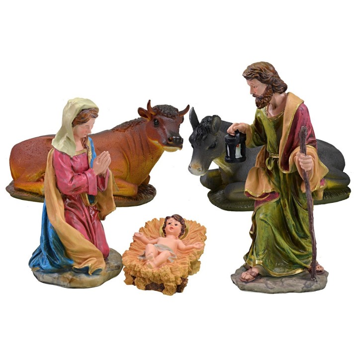 Natività 10 soggetti in resina h 50 cm