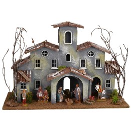 Township with farmyard complete with Landi Nativity cm 42x19x29