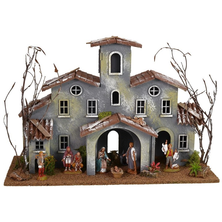Township with farmyard complete with Landi Nativity cm 42x19x29