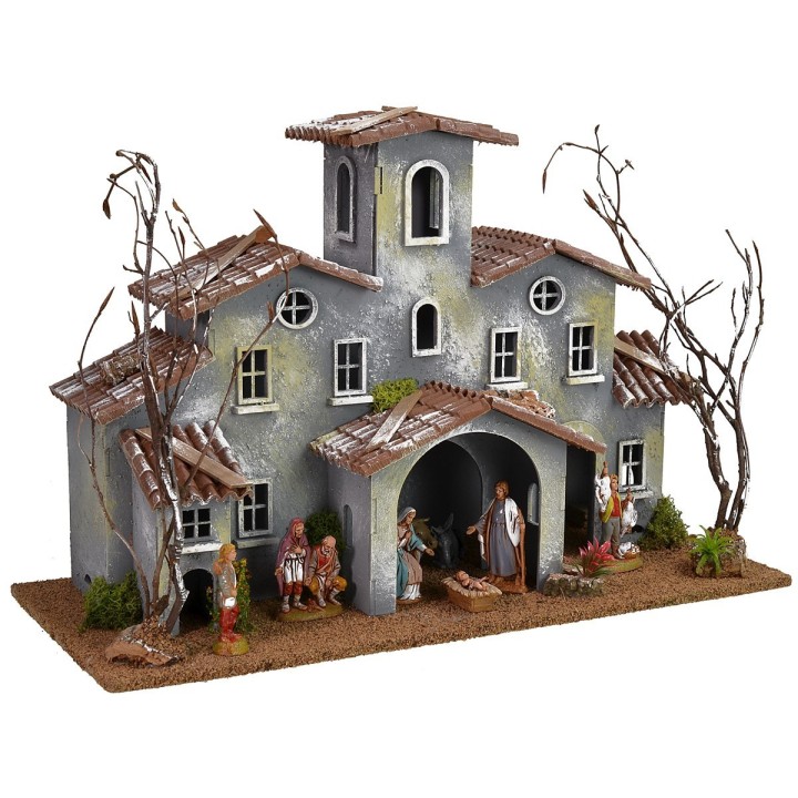 Township with farmyard complete with Landi Nativity cm 42x19x29