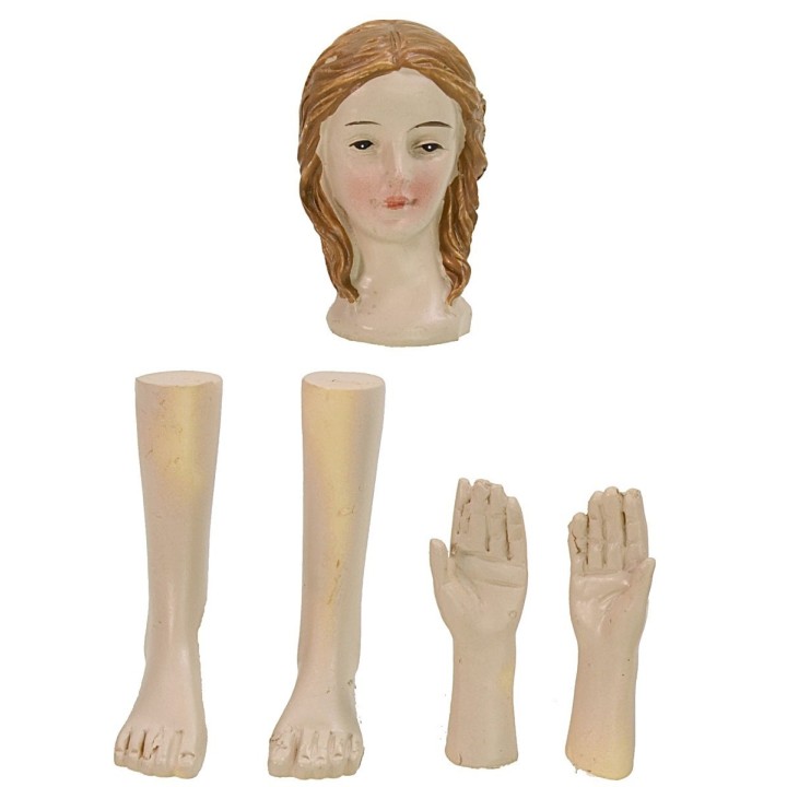 Tre set testa, mani, piedi per statue cm 14-15 h
