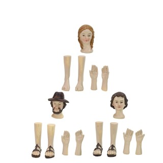 Three sets of head, hands, feet for statues 14-15 cm h
