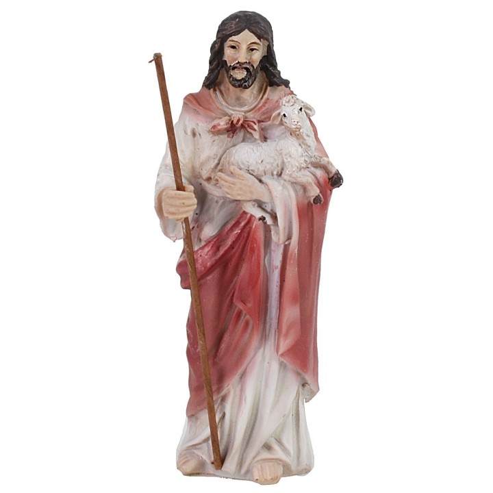 Statua Pasquale Buon Pastore con agnello serie 9 cm