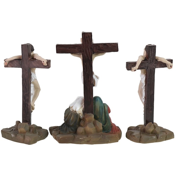 Escena de la Crucifixión de Jesús con los 2 ladrones de 8 cm