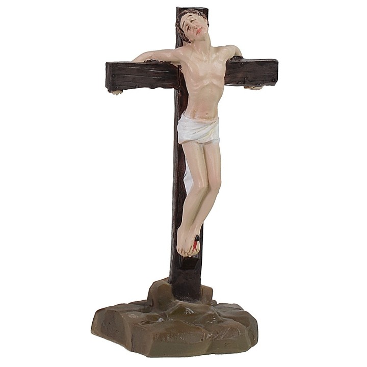 Scena Crocifissione di Gesù con i 2 ladroni cm 8 Statue Pasquali