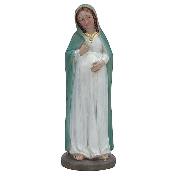 Madonna embarazada vestida de claro 9 cm en resina