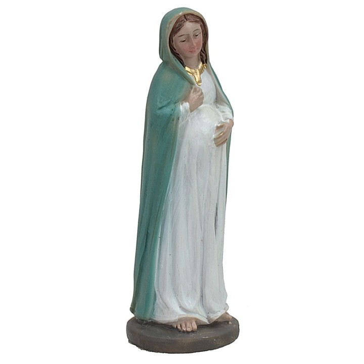 Madonna embarazada vestida de claro 9 cm en resina