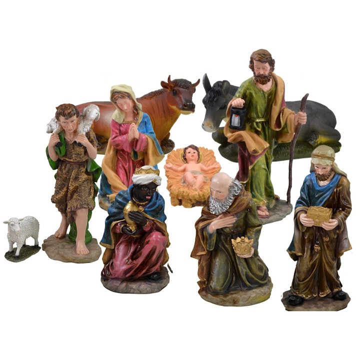 Nativity 10 subjects in resin h 50 cm