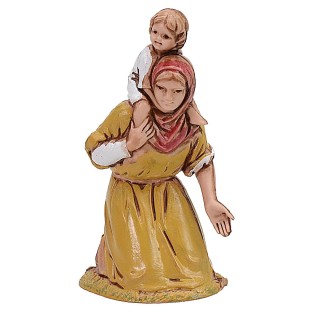 Shepherdess with child on the shoulders 6.5 cm cost. 
