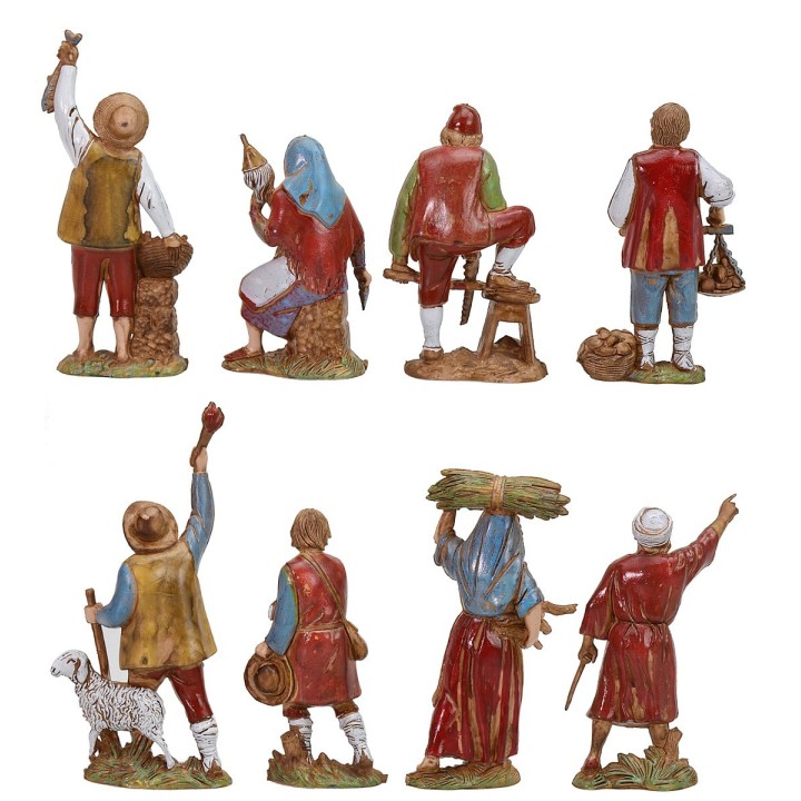 Set 8 statue per presepe 8 cm Landi Moranduzzo personaggi