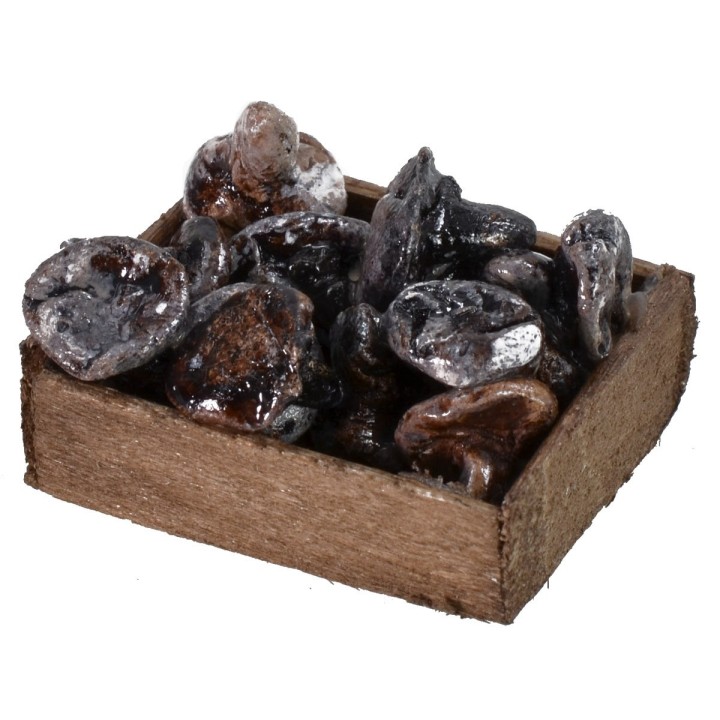 Caja de madera con hongos cm 3,2x2,6x1,5 h