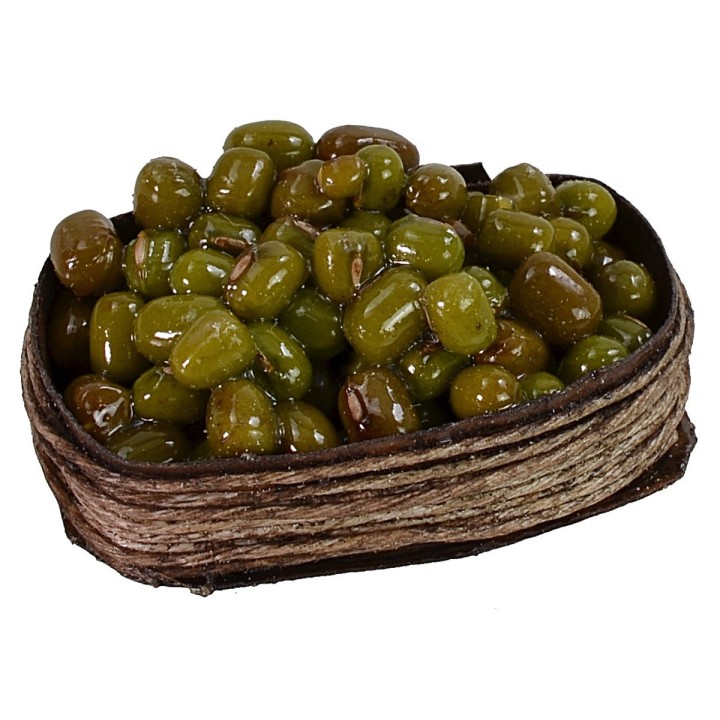 Wooden basket with olives cm 4x3x1,6 h