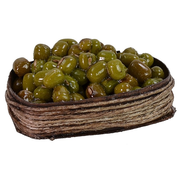 Wooden basket with olives cm 4x3x1,6 h