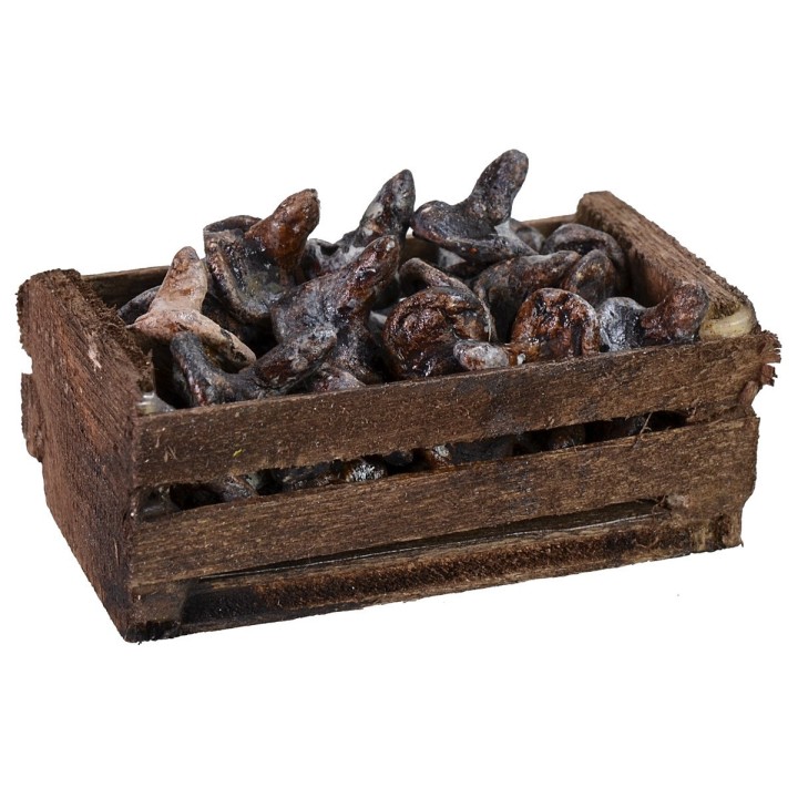Wooden box with mushrooms cm 4,8x2,8x2,8 h