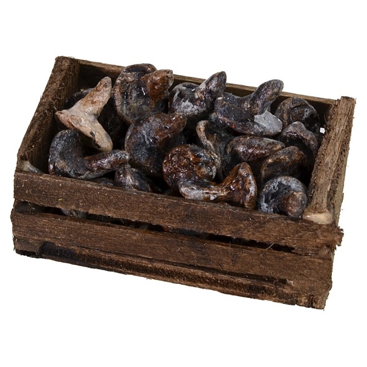 Wooden box with mushrooms cm 4,8x2,8x2,8 h
