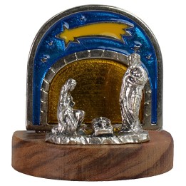 Natividad con cielo estrellado en metal cm 3,7x2,6x3,7 h