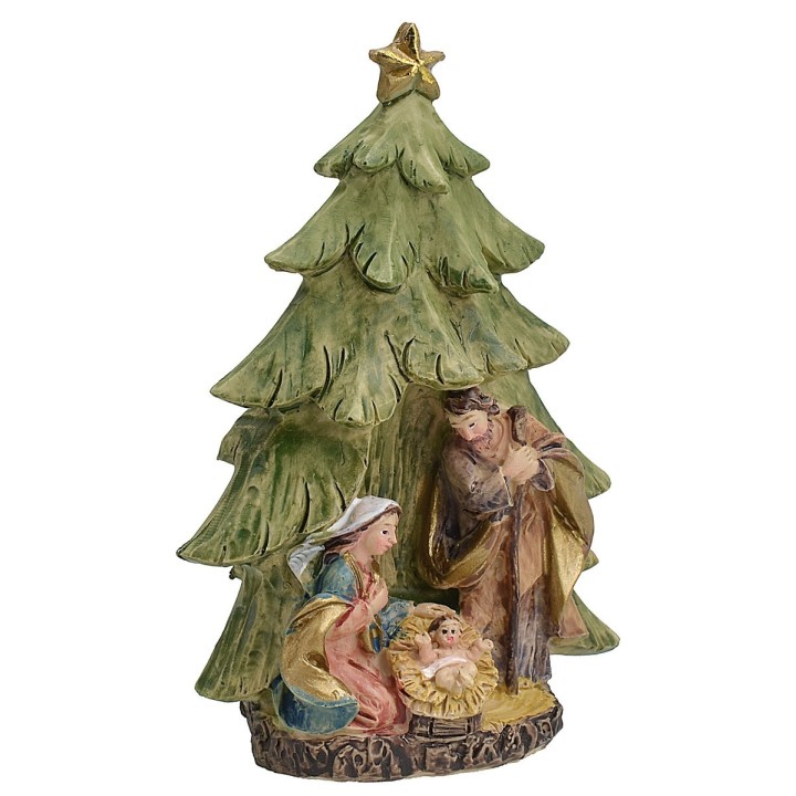 Nativity with resin tree cm 6,1x3,6x9,2 h