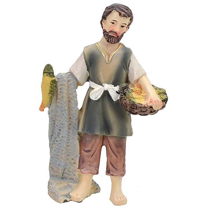 Pescatore con rete 8,5 cm in resina