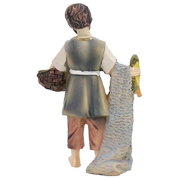 Fisherman with net 8.5 cm in resin