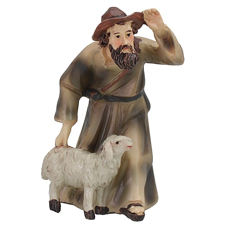 Shepherd with lamb series 9 cm in resin
