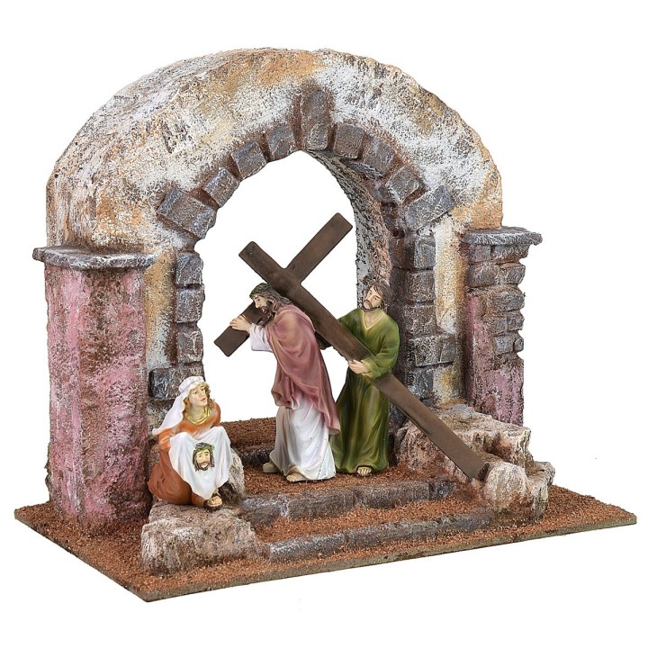 Arco atravesado por Cristo con la cruz a cuestas 25x15x22 h