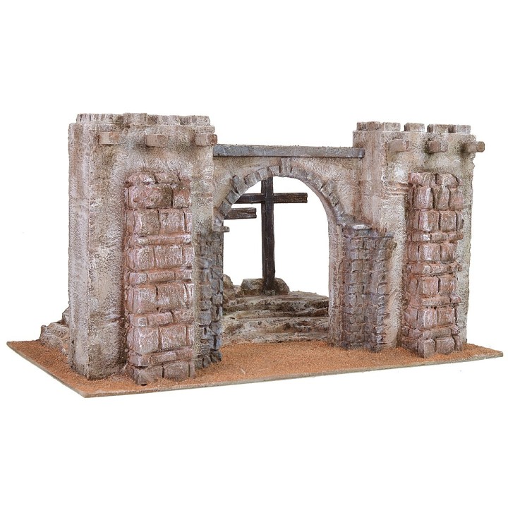 Setting of the Crucifixion with fortress facade 48x27x25 h