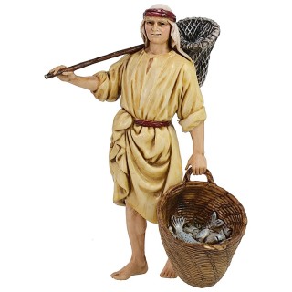 Pescatore con pesci 13 cm Landi Moranduzzo