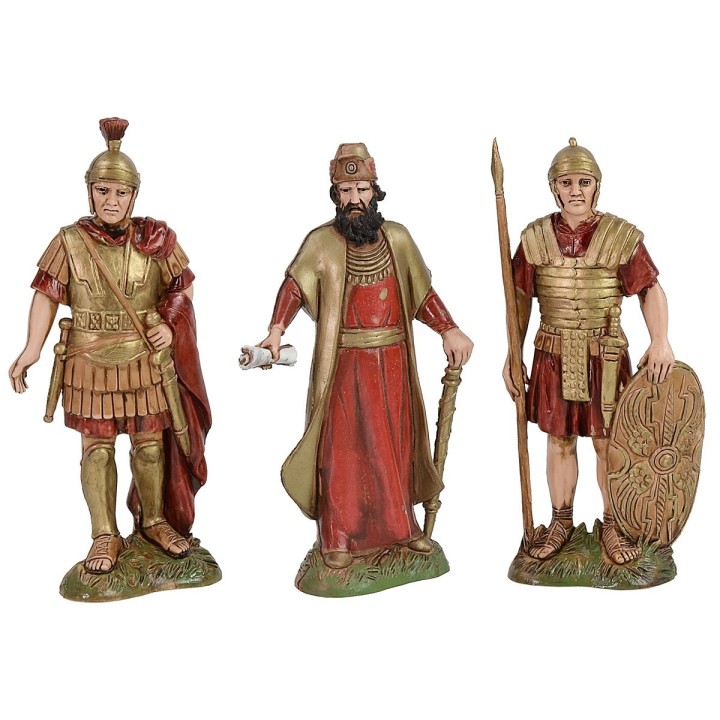 Conjunto de 2 soldados y Rey Herodes 12 cm Landi Moranduzzo