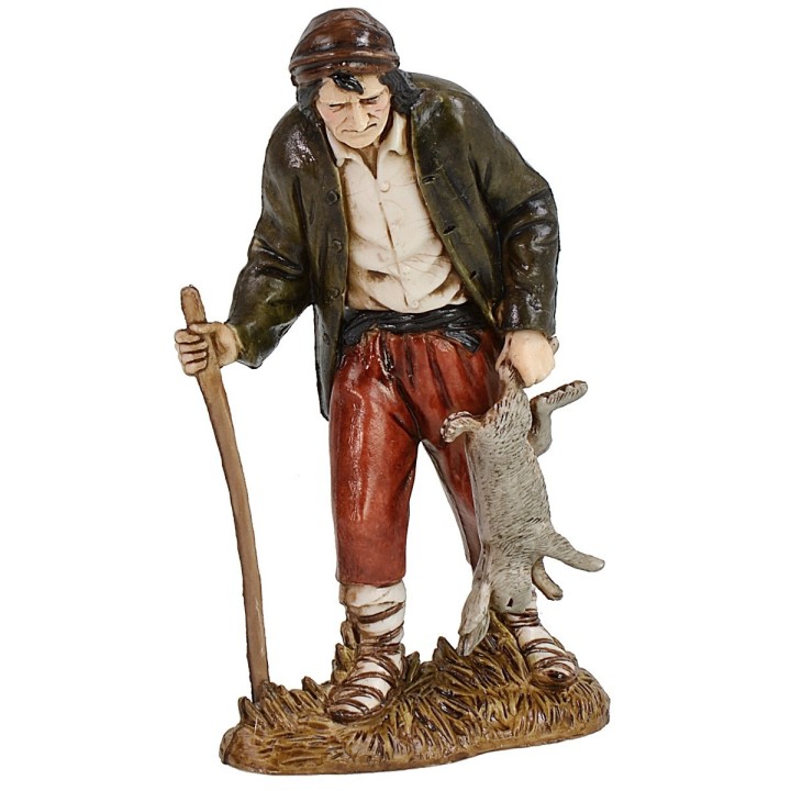 Campesino con liebre 12 cm Landi Moranduzzo