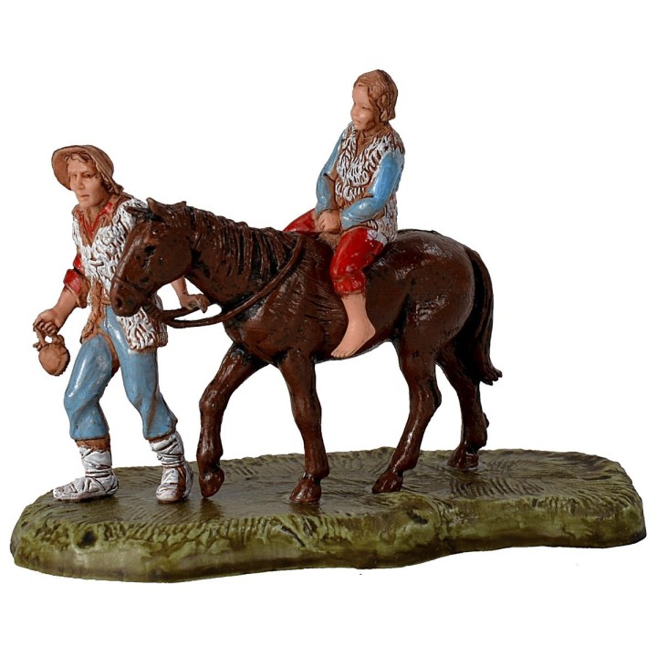 Man with child on horseback 6 cm series Landi Moranduzzo