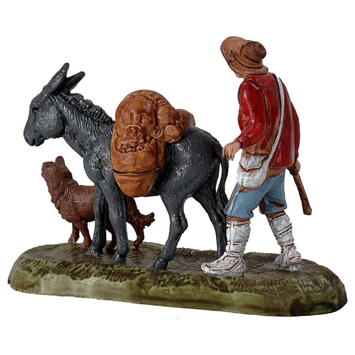 Scena viandante con asino e cane serie 6 cm Landi Moranduzzo