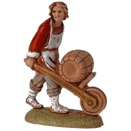 Uomo con carriola con botte serie 6 cm Landi Moranduzzo