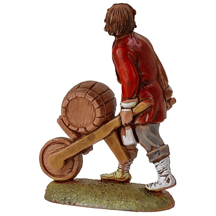 Uomo con carriola con botte serie 6 cm Landi Moranduzzo