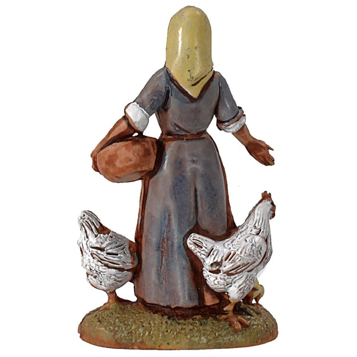 Farmer with chickens series 6 cm Landi Moranduzzo