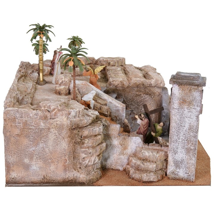 Pesebre de Pascua de 50x49x25 cm de altura completo con