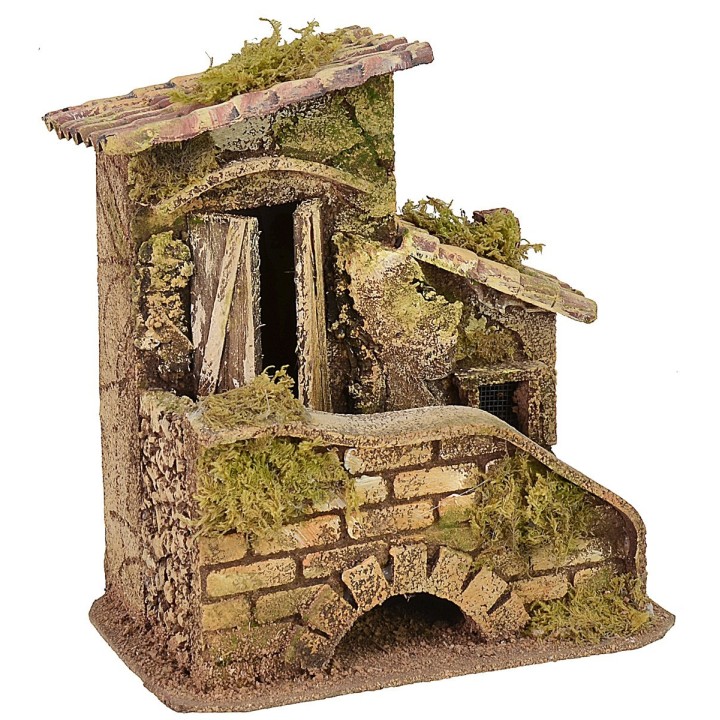 House with staircase and shed 16.5x10.5x17.5 h cm