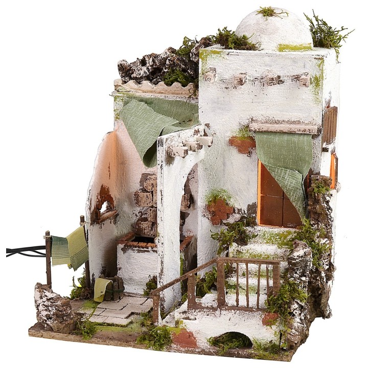 Casa araba illuminata con fontana funzionante cm 30,5x30,5x37,5