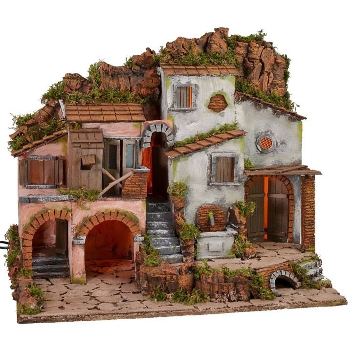 Pesebre iluminado con fuente funcional de 61,5x41x52,5 cm h