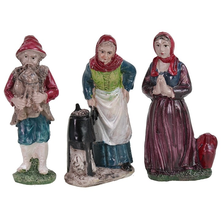 Set 3 soggetti 9 cm in resina